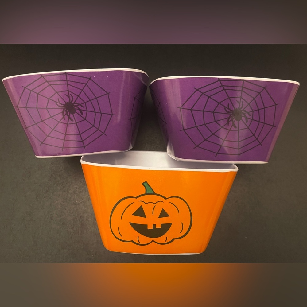 Set of 3 Halloween Square Plastic Candy Bowls